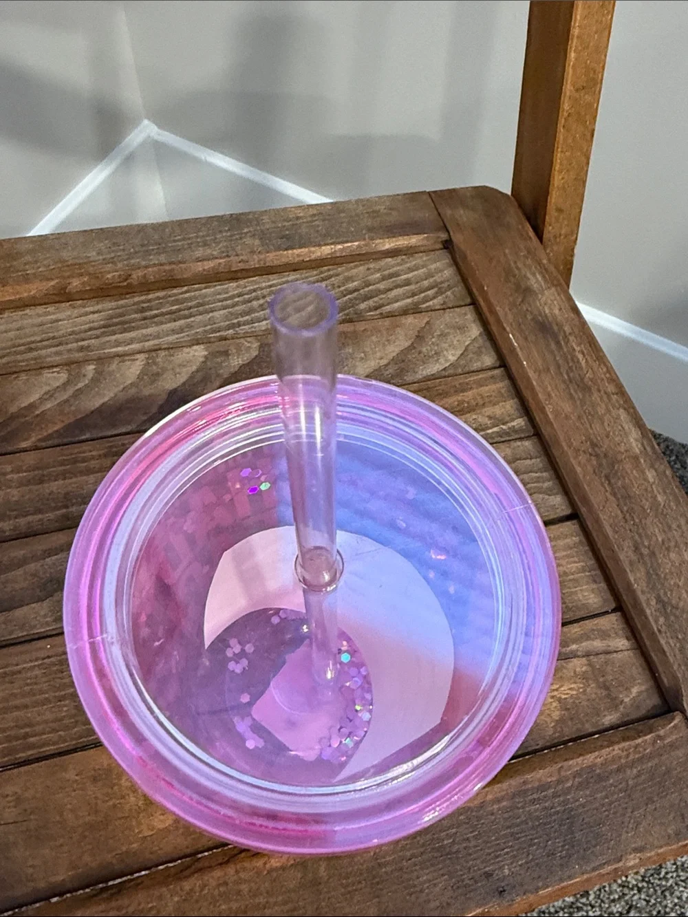 Slant Pink Glitter Insulated Tumbler with Straw - 